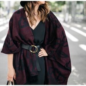 Cleobella Women's One Sz Sevigny Capelet Poncho Cape Sweater Rachel Zoe Burgundy